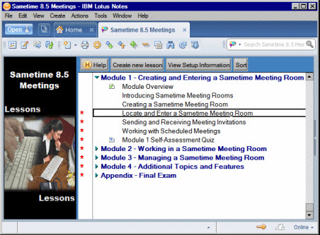 Image of TLCC's Sametime course in the Notes client