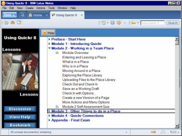 Image of TLCC's Quickr course in the Notes client