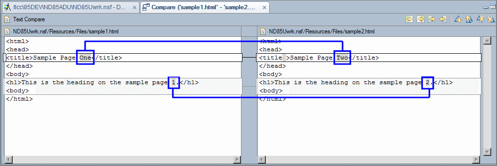 Compare design elements - HTML files